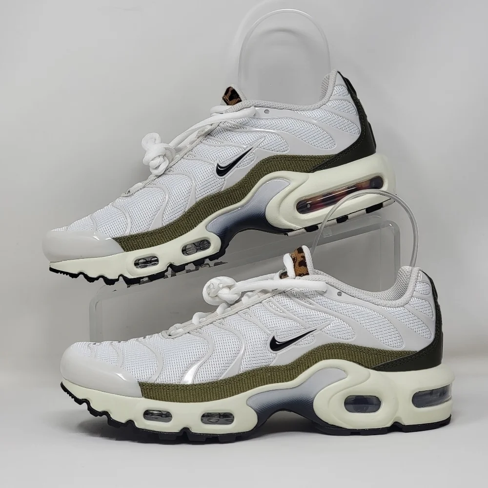 Nike Air Max Plus GS Leopard White Olive DX9283-100 Youth Sz 5Y=Wmn Sz 6.5 New